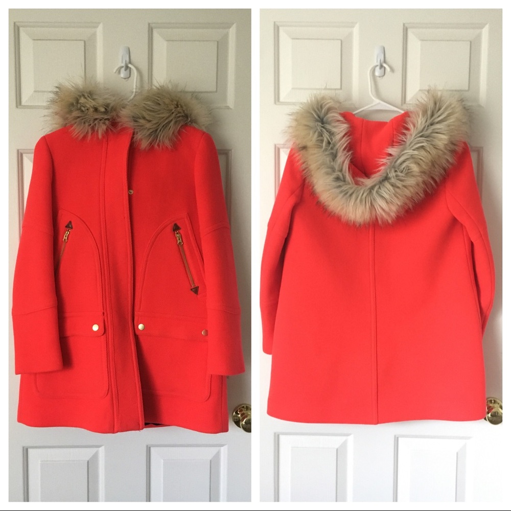 J. Crew red chateau parka.